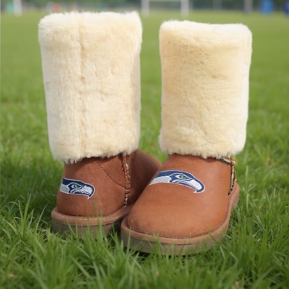 NFL Shoes - New Seattle Seahawks football camel fan fur boots
